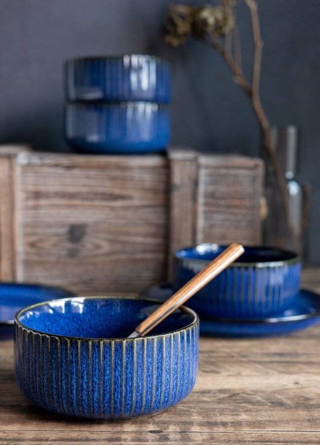 Selinex Stoneware Oceaan Blauw 8 delig Kommen