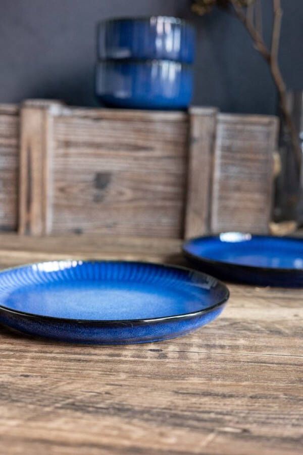 Selinex Stoneware Oceaan Blauw 8 delig Ontbijtbord