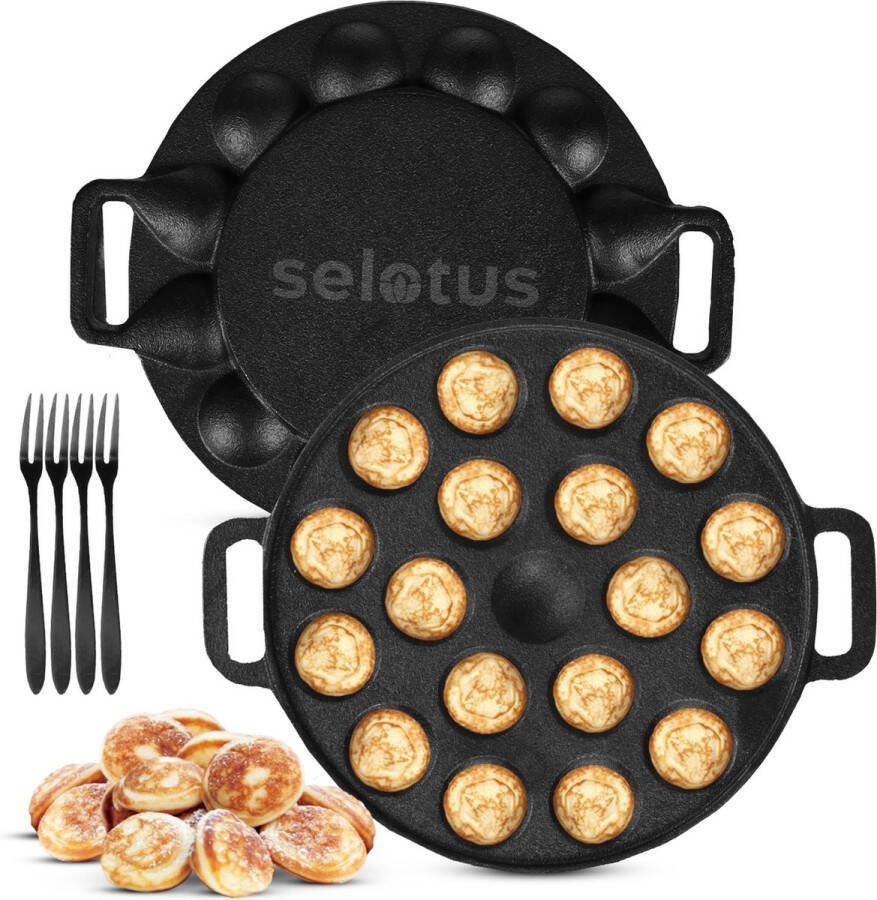 Selotus poffertjes pan poffertjesmaker inductie inclusief 8 gratis vorkjes 19 poffertjes