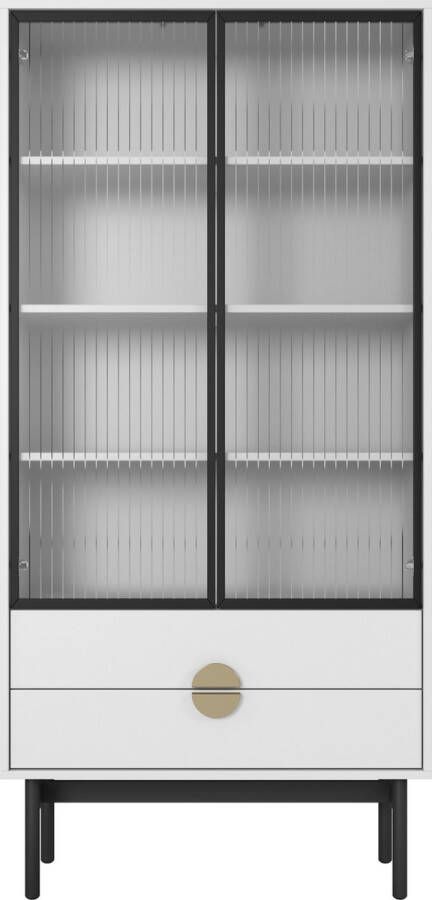 Selsey Vitrine hoog Stoon 4 planken wit