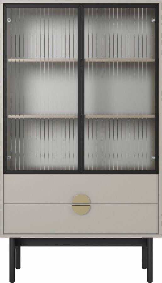 Selsey Vitrine kort Stoon 3 planken grijs beige