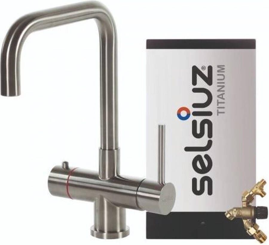 Selsiuz kranen Selsiuz Haaks RVS (Inox) 350290 kokend water kraan met TITANIUM Combi (Extra) boiler