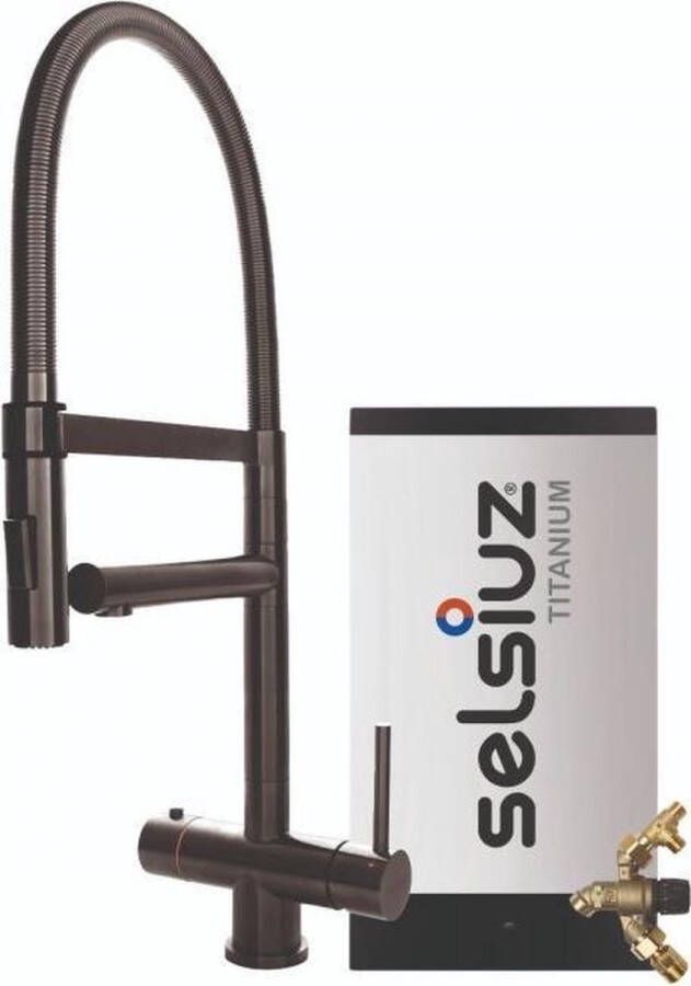 Selsiuz kranen Selsiuz XL Gun Metal Zwart met TITANIUM Combi (Extra) boiler