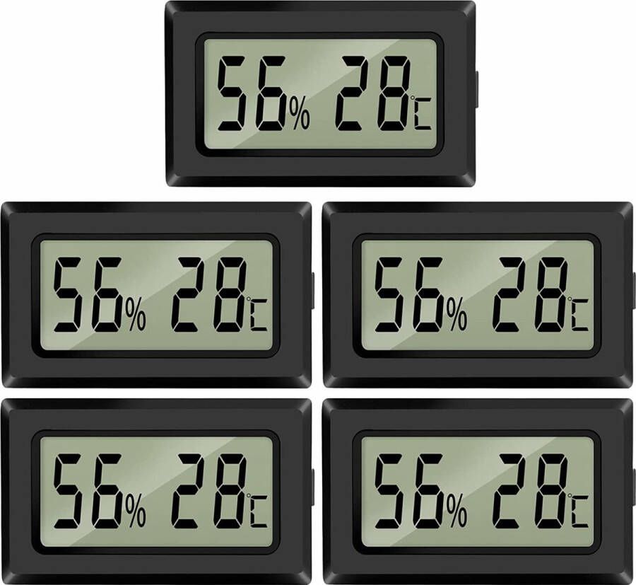 Selwo 5-pack mini LCD digitale thermometer hygrometer temperatuurmeter vochtigheidsmeter luchtvochtigheid tester voor broeikas auto thuis kantoor -50 °C ~ 70 °C