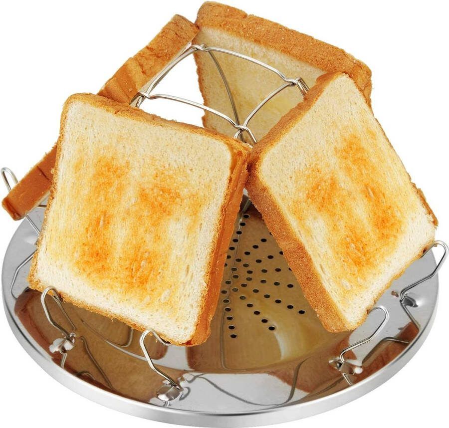 Selwo Opvouwbare Camping Broodrooster voor Gaskoker Roestvrijstaal 4 Sneden Ideaal voor Outdoor Picknick & RV