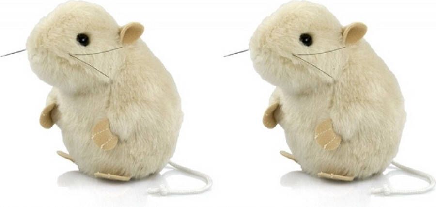 Semo 2x stuks pluche knuffel muis wit 13 cm Muizen speelgoed of decoratie knuffels