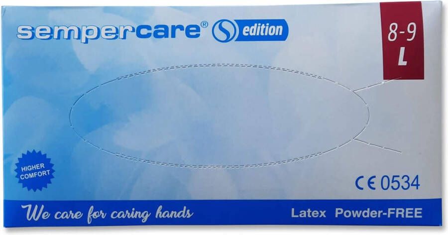 Sempercare | 100 stuks ongepoederde Latex Handschoenen Maat L (8-9) | Medische kwaliteit
