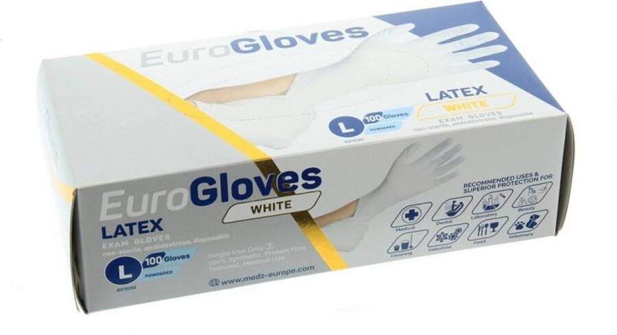 Medz Europe BV Eurogloves latex handschoenen gepoederd wit 100 stuks maat Large