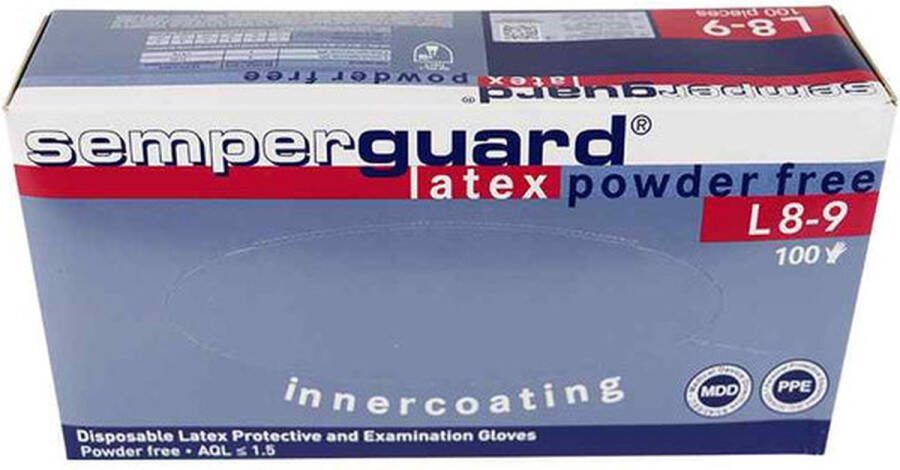 Semperguard Voordeelverpakking van 12 x latex handschoenen wit poedervrij IC medium 100 stuks