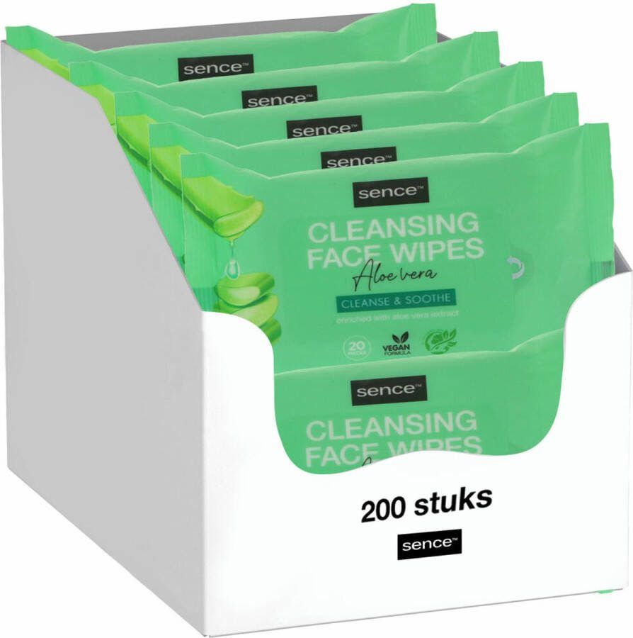 Sence Gezichtsreinigingsdoekjes Aloë Vera 10 x 20 stuks Voordeelverpakking