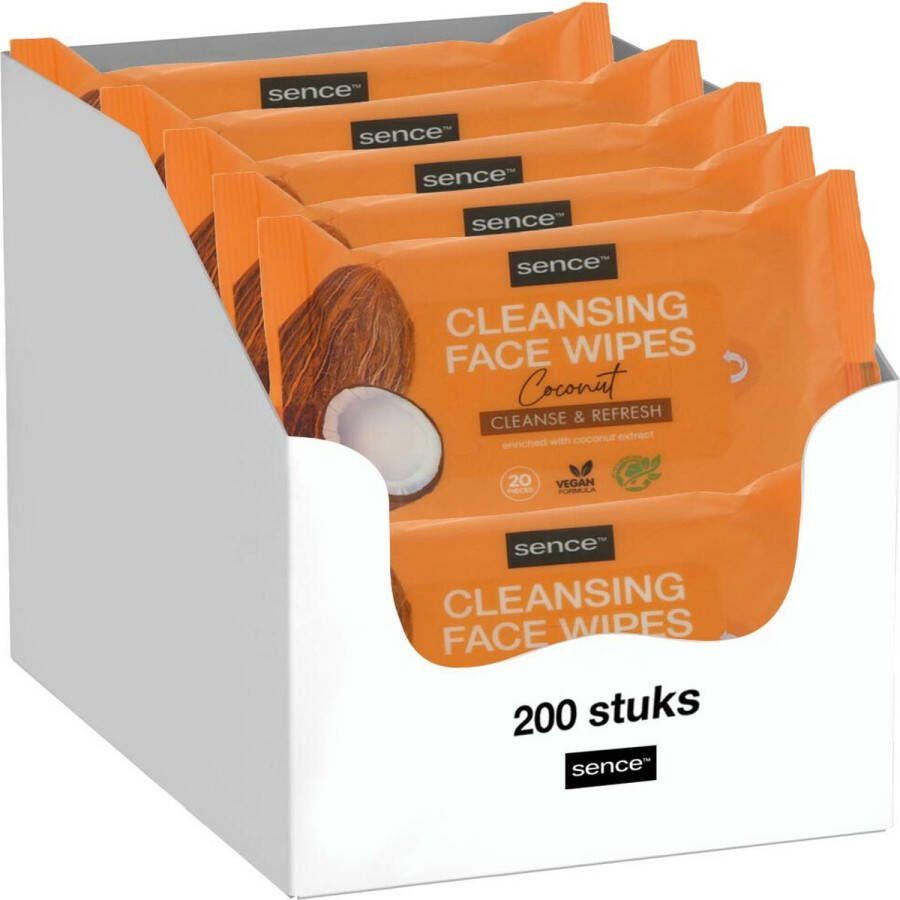 Sence Gezichtsreinigingsdoekjes Coconut 10 x 20 stuks Voordeelverpakking