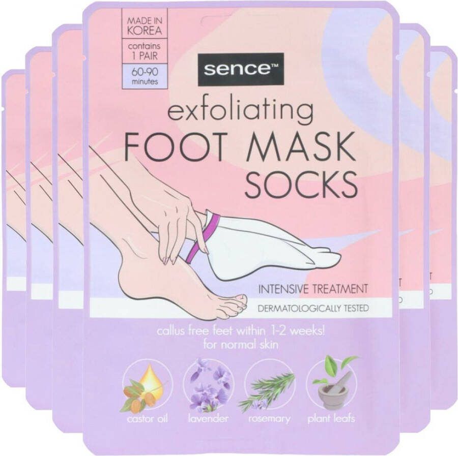 Sence Voetmasker Exfoliërend 6 x 1 stuks Voordeelverpakking