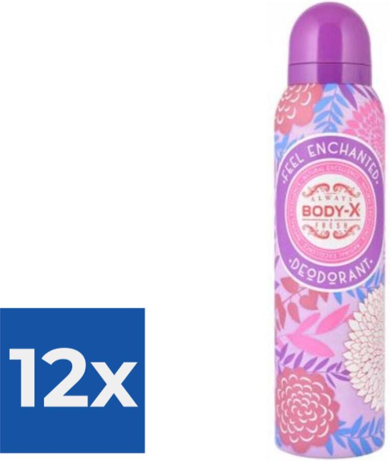 Sence Body-x Deodorant voor Vrouwen 150 ml Spray Voordeelverpakking 12 stuks