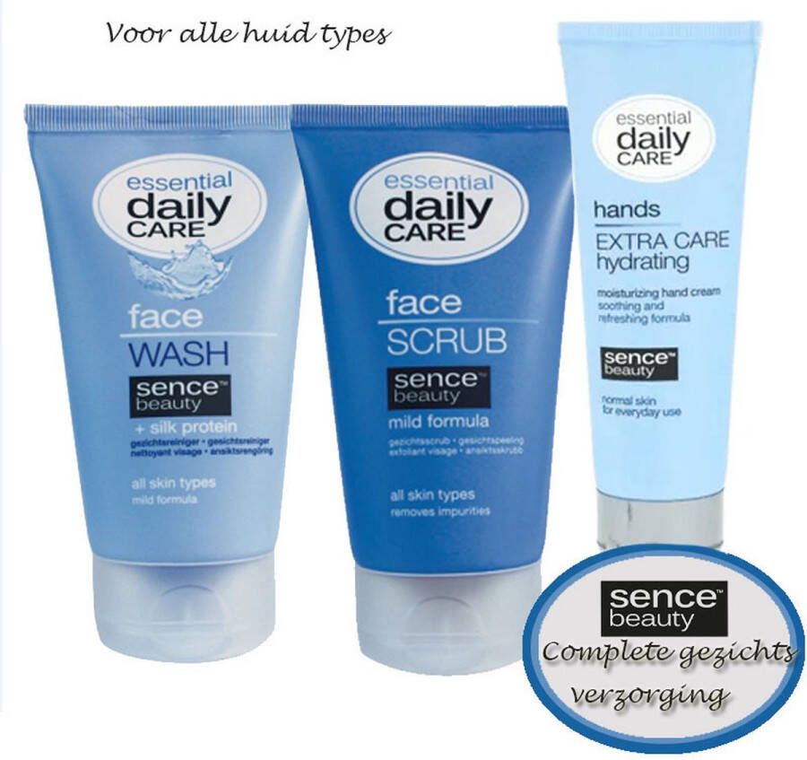 Sence Gezicht verzorging set: Face scrub 150ml Face wash- 150ml en hand creme 75ml