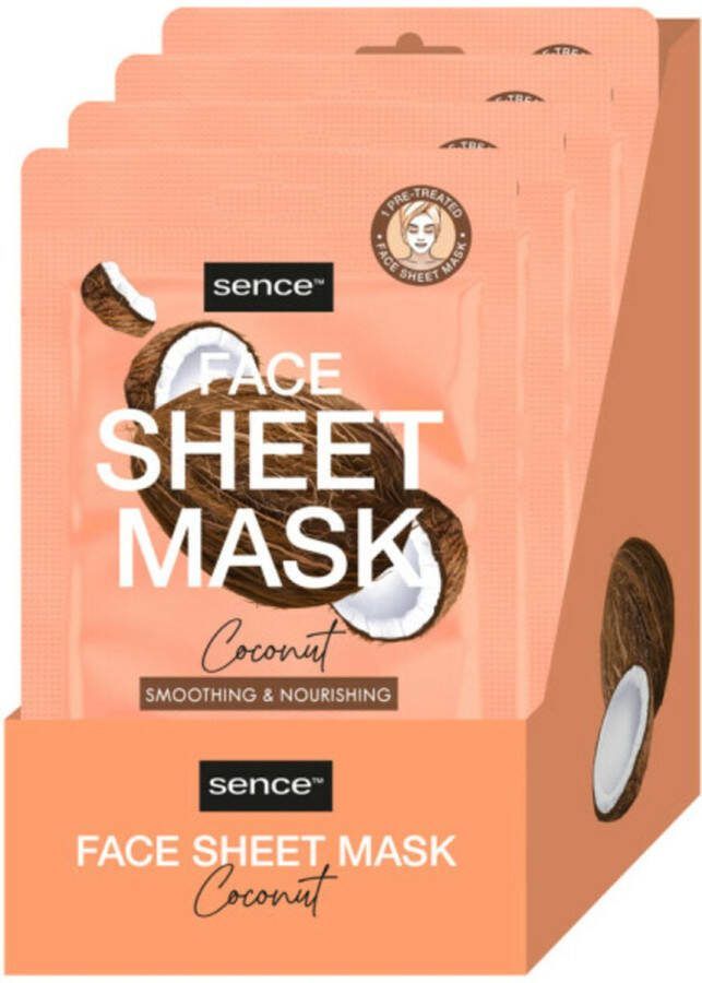 Sence Gezichtsmasker Sheet Coconut 6 x 24 ml Voordeelverpakking