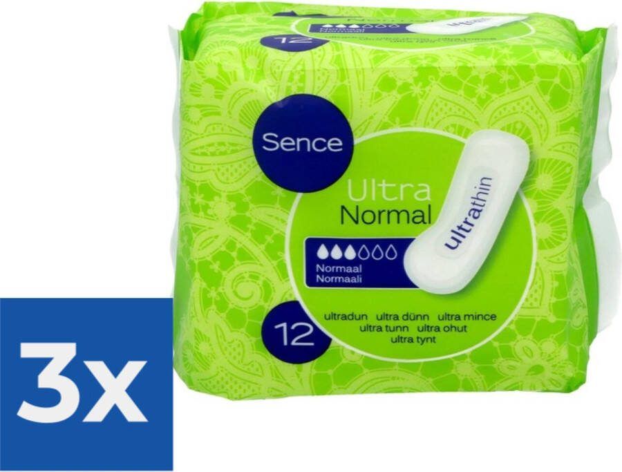 Sence Maandverband Normaal Zonder Vleugels 12 stuks Voordeelverpakking 3 stuks