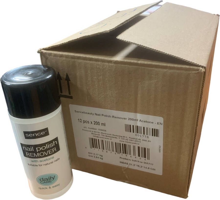 Sencebeauty VOORDEELPAK Nagellak Remover met Aceton 200 ml x 12 stuks