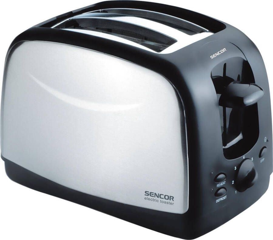 Sencor STS 2651 broodrooster elektronische timer broodkruimellade 850W zilver zwart