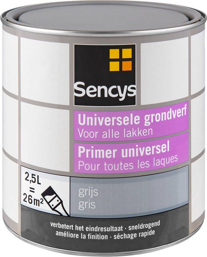 Sencys Universele Grondverf Waterbasis Grijs 2.5L