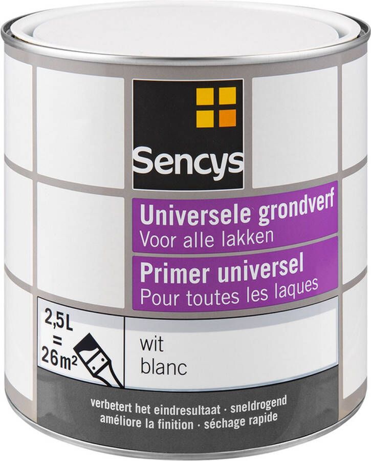 Sencys Universele Grondverf Waterbasis Wit 2.5L