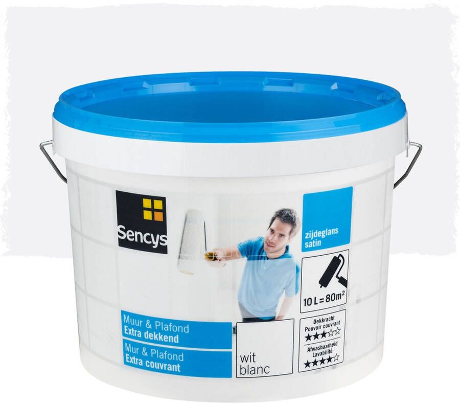 Sencys Verf Muur & Plafond Extra Dekkend Zijdeglans Wit 10l