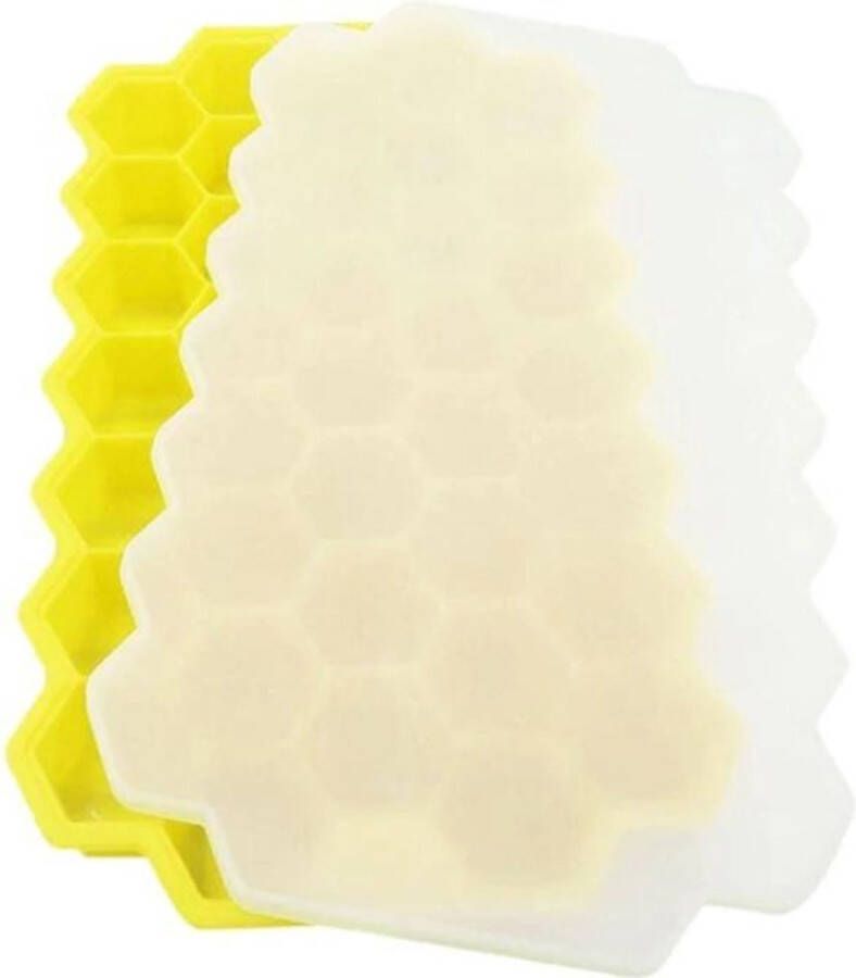Sens Design honingraat ijsblokjes ijsblokjesvorm met deksel – Geel