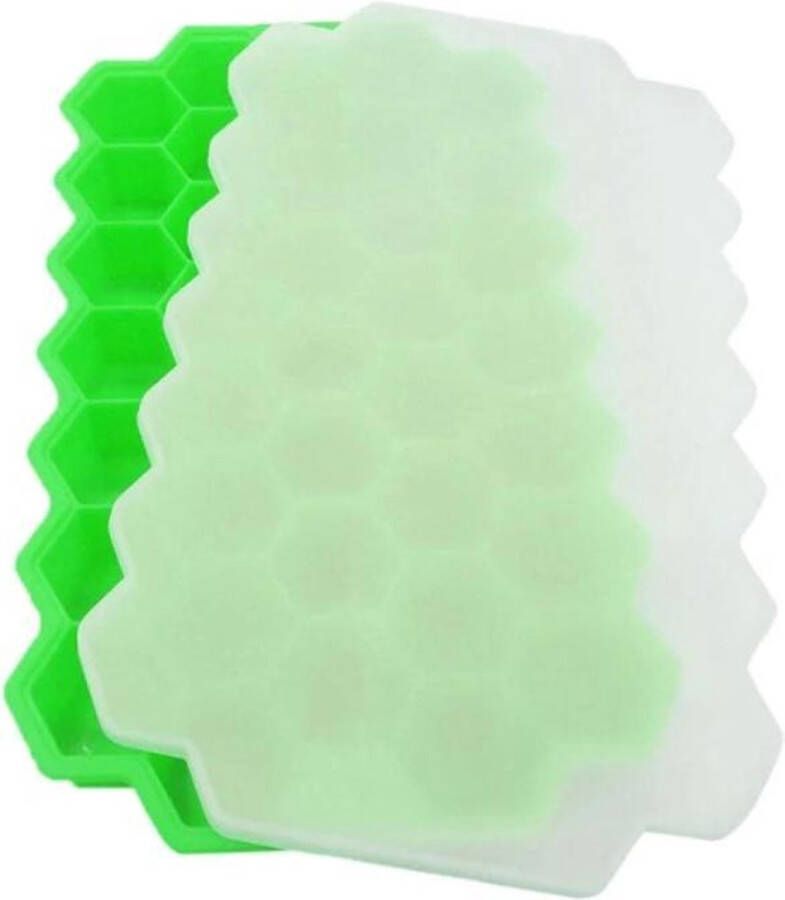 Sens Design honingraat ijsblokjes ijsblokjesvorm met deksel Groen