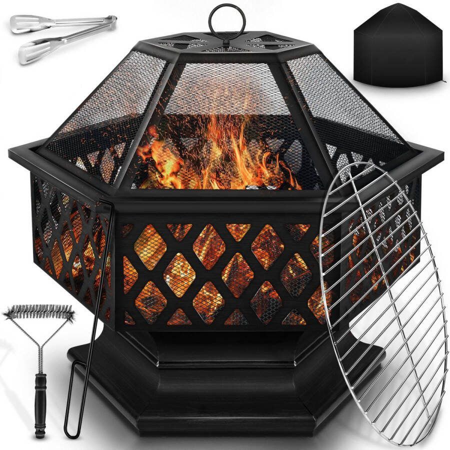 Sens Design Vuurkorf en BBQ 2-1 Vuurpit zeshoek