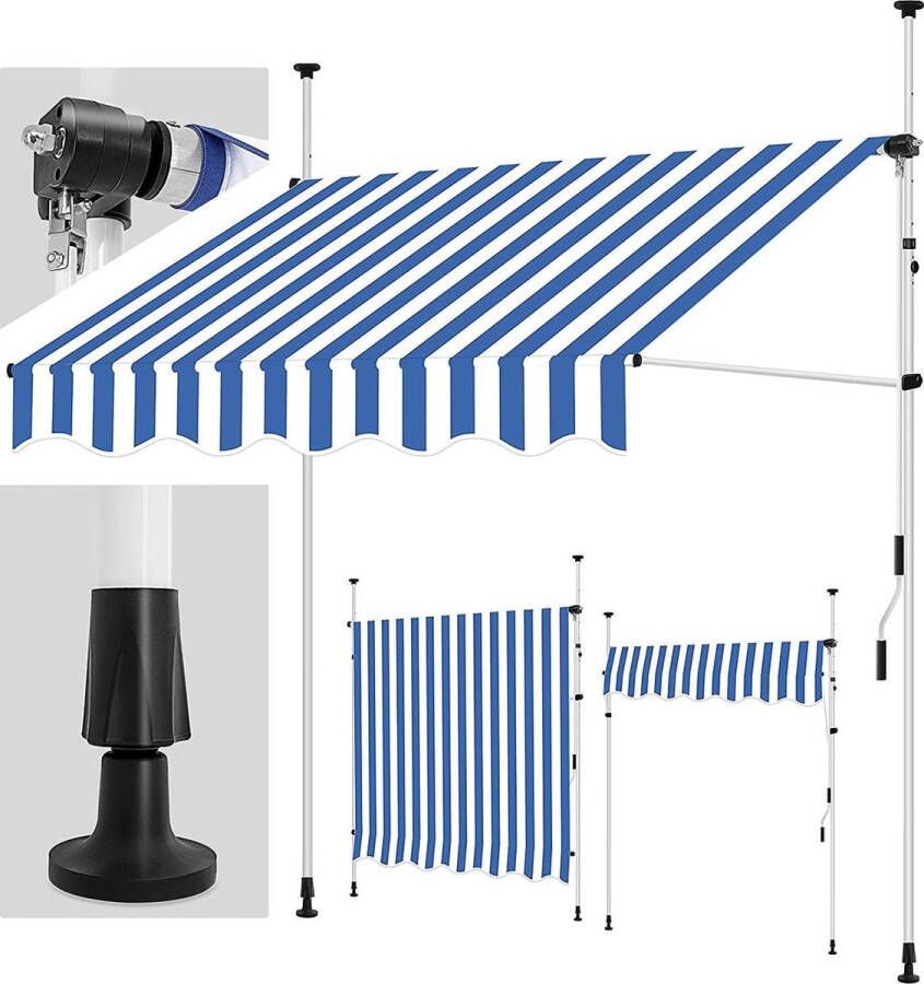 Sens Design Zonneluifel zonnescherm tuin zonder boren blauw wit 150cm