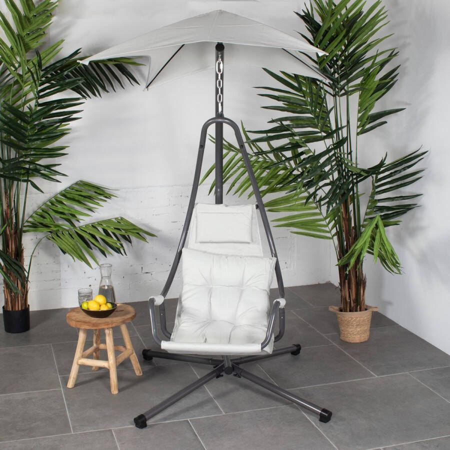 SenS-Line Hangstoel Met Standaard 120x104x210cm Wit & Zwart Stoel Nico