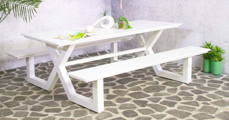 SenS-Line Kelvin Picknick Tuintafel 210x175x73 Wit