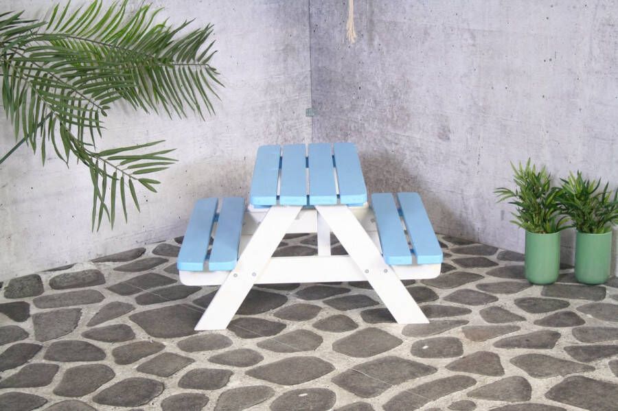 SenS-Line Kindertafel Mickey Blauw Wit Picknicktafel Voor buiten FSC 100 % Grenenhout- L 90 x B 90 x H 55 cm