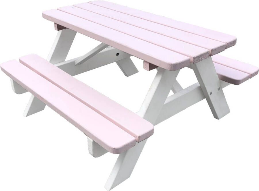 SenS-Line Kindertafel Minnie Roze Wit Picknicktafel Voor buiten L 90 x B 90 x H 55 cm FSC 100 % Grenenhout
