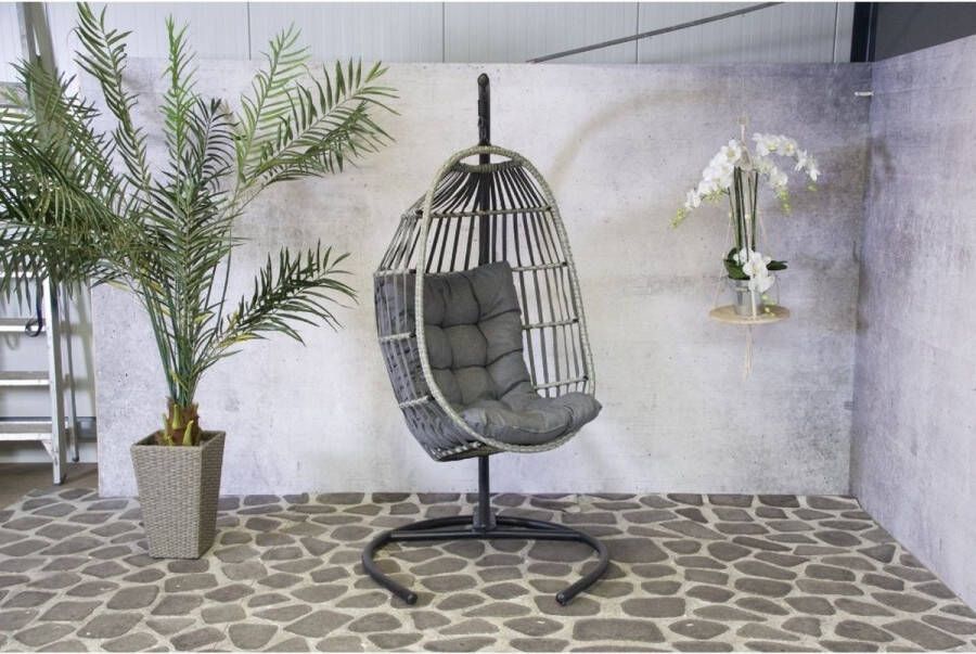SenS-Line Koko Relax Hangstoel Inklapbaar Voor Buiten Binnen Metaal Polyester L 103 x B 128 x H 210 cm