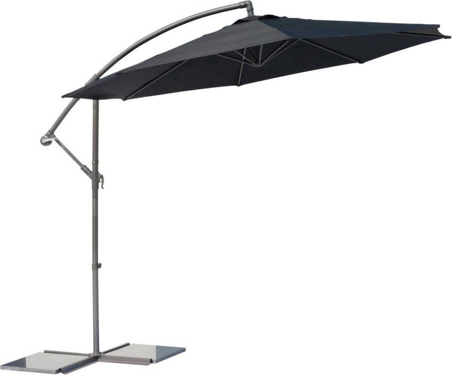 SenS-Line Parasol Menorca Zweefparasol Ø300 cm 8-ribs Polyester Zwart