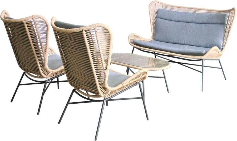 SenS-Line Rome loungeset Sand Black Weebestendig Aluminium frame