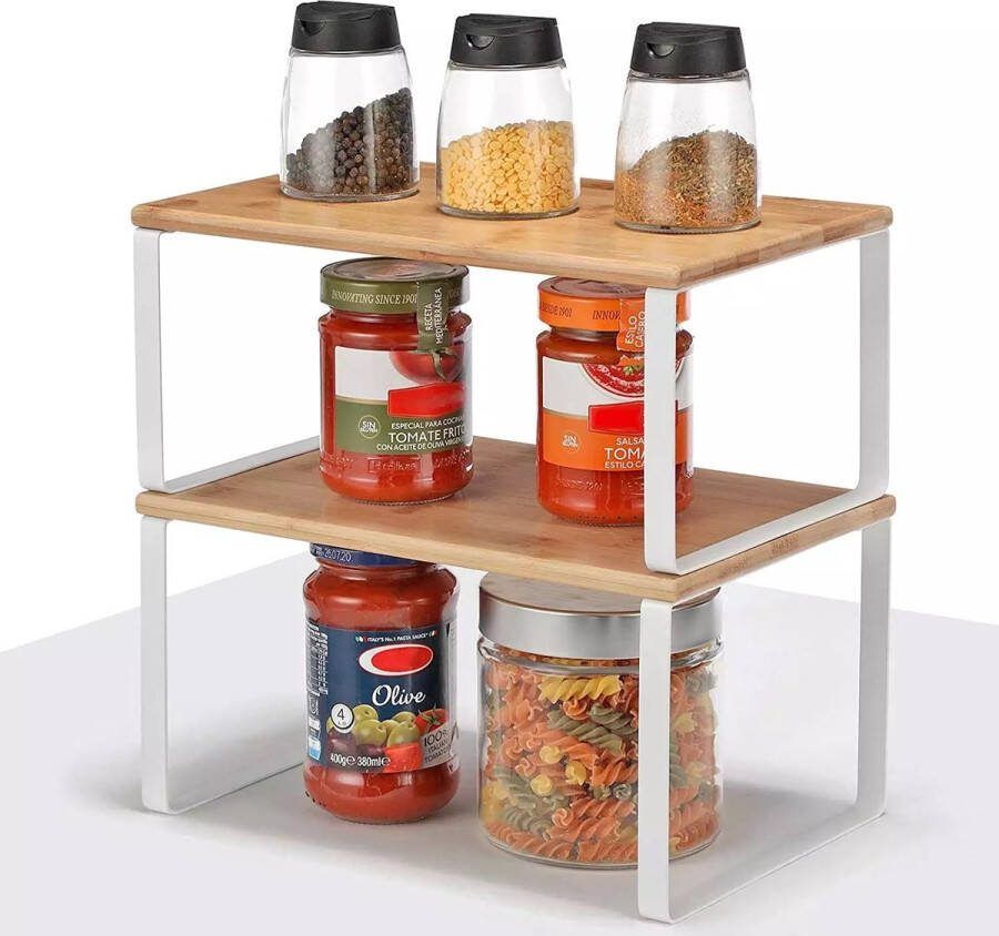 SensaHome Keuken Organizer Bureau Organizer Aanrecht Organizer Keukenrek Kruidenrek Badkamer Organizer Set van 2 Wit