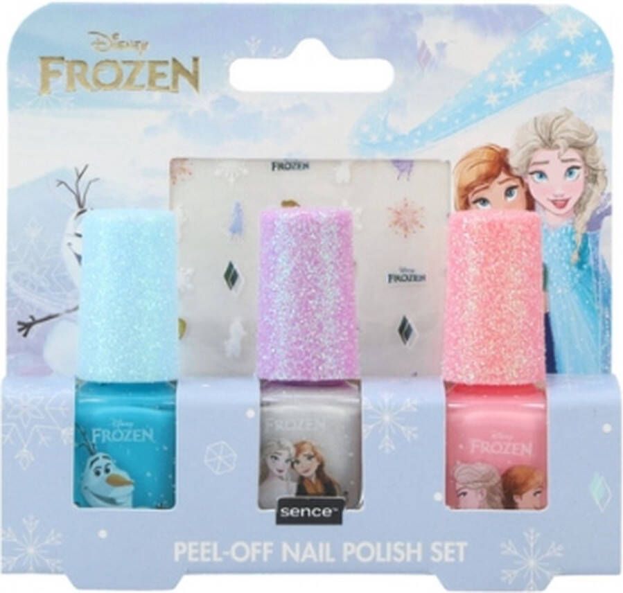 Sense Disney Frozen Nagellak set 3 kleuren Peel-off 5ml met nagelstickers