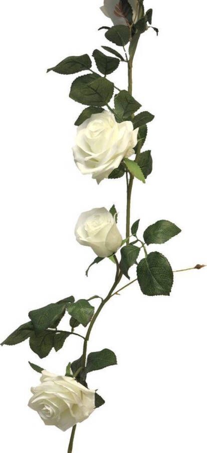 Sense Rose garland Dijon pure wit Rozen Slinger Kunstbloemen slinger Balkon decoratie Zomerbloem- 145cm Klimroos wit Bruiloft Decoratie – Trouwen -Trouwdag bloemen
