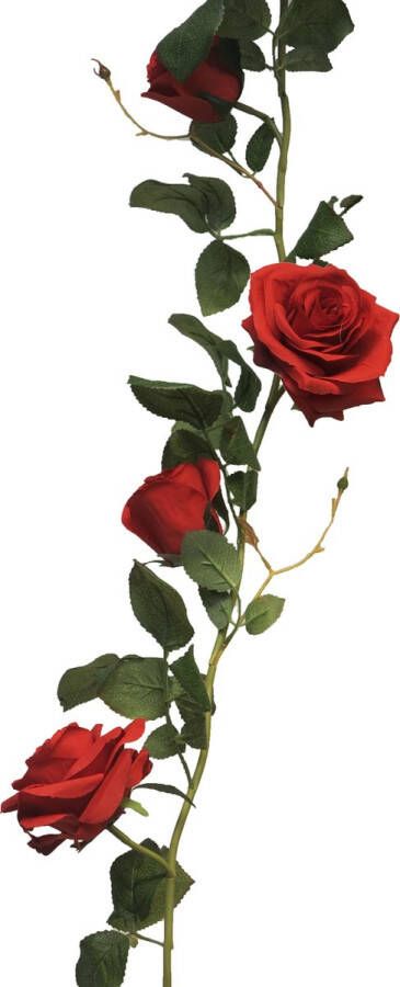 Sense Rose garland Dijon Rood 145cm Rozen Slinger Kunstbloemen slinger Balkon decoratie Zomerbloem- 145cm Klimroos red Bruiloft Decoratie – Trouwen -Trouwdag bloemen
