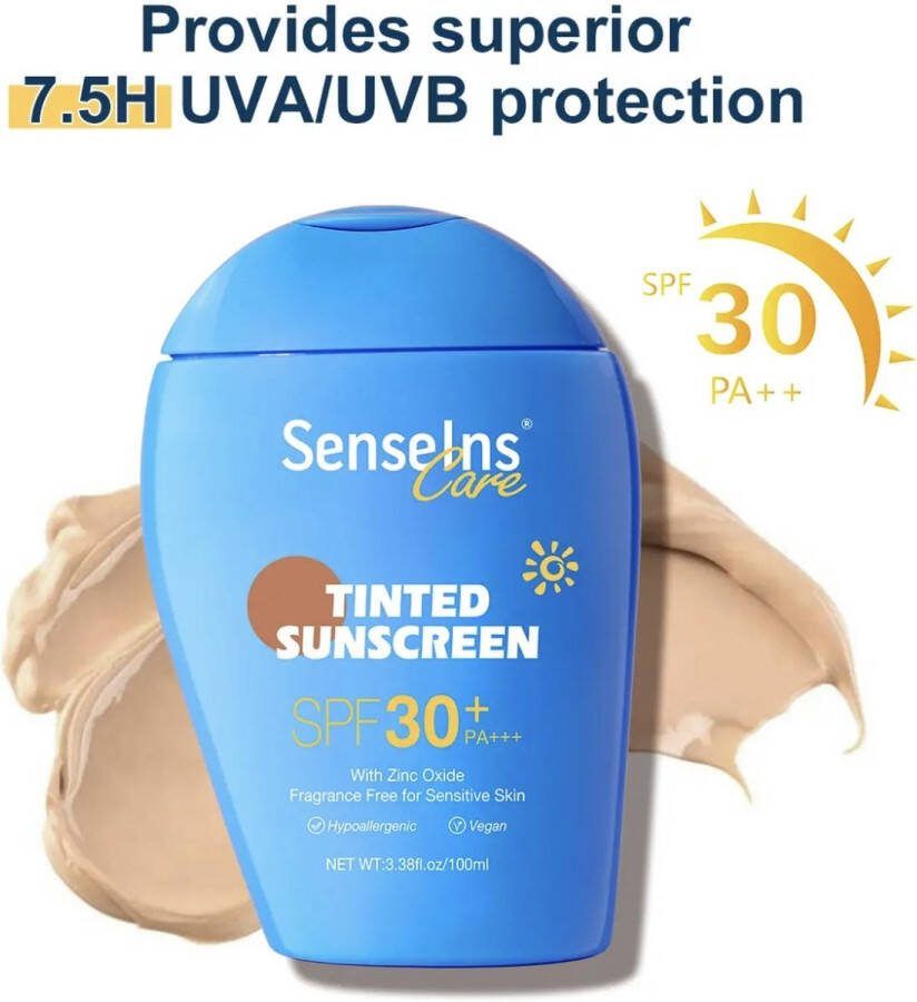 SenselnCare SenselnsCare Tinted Suncreen SPF 30+ Zonnebrand Lotion Gezicht Zonnebrand Met Bruine Tint