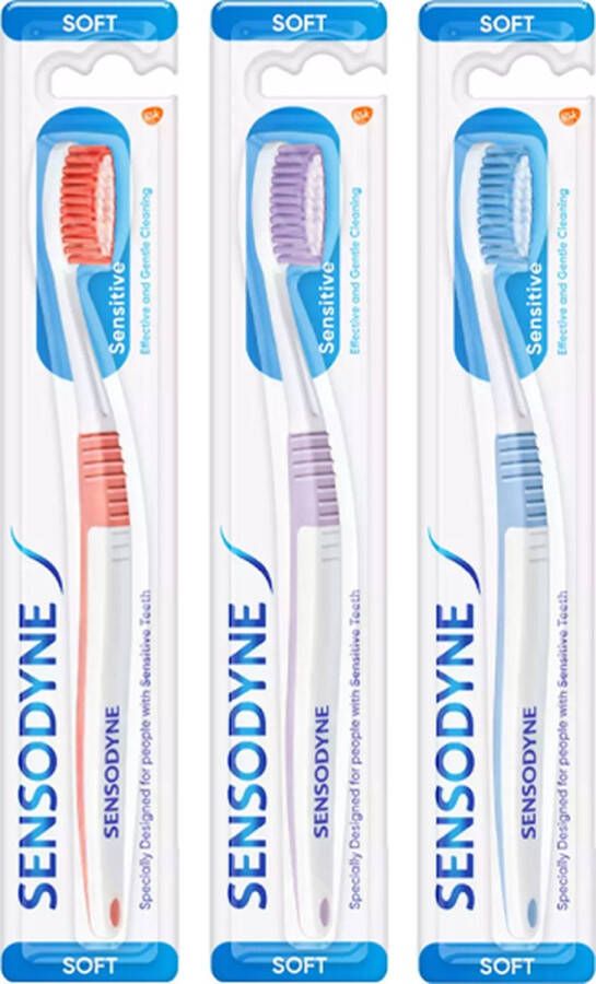 Sensodyne 3 x Zacht (soft) Tandenborstel verzorging & precisie voor gevoelige tanden
