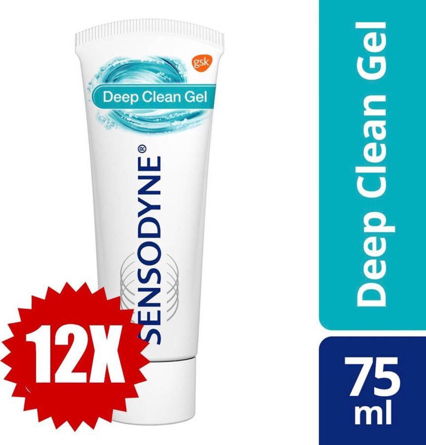 Sensodyne Deep Clean Gel Tandpasta 75ml 12 Pack Voordeelverpakking