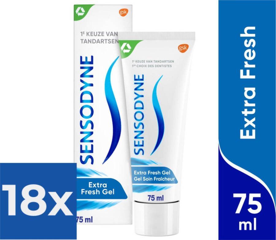 Sensodyne Extra Fresh Gel tandpasta voor gevoelige tanden 75 ml Voordeelverpakking 18 stuks