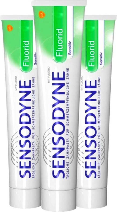 Sensodyne Fluoride Sensitive Tandpasta Dagelijkse Tandpasta voor Gevoelige Tanden 3 x 75 ml