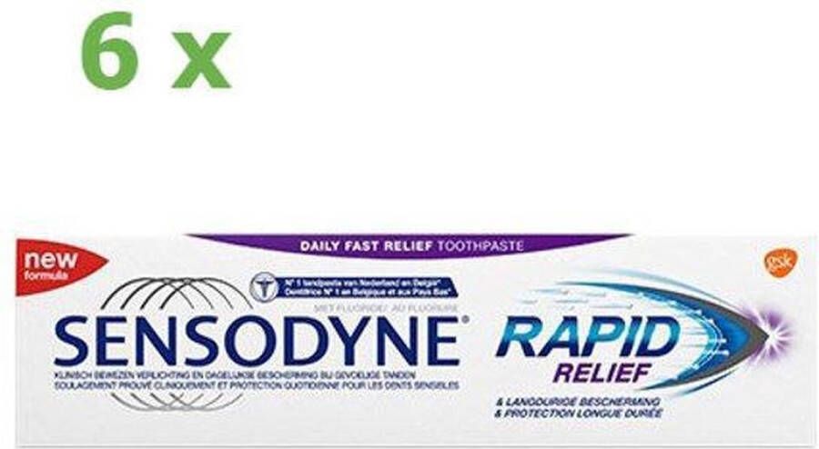 Sensodyne Rapid Relief Tandpasta 6 x 75ml Pack Voordeelverpakking