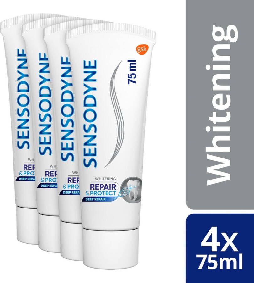 Sensodyne Repair & Protect Deep Repair Whitening Tandpasta voor gevoelige tanden voordeelverpakking 4x75 ml