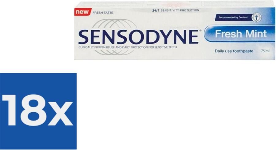 Sensodyne Tandpasta Fresh Mint 75 ml. Voordeelverpakking 18 stuks