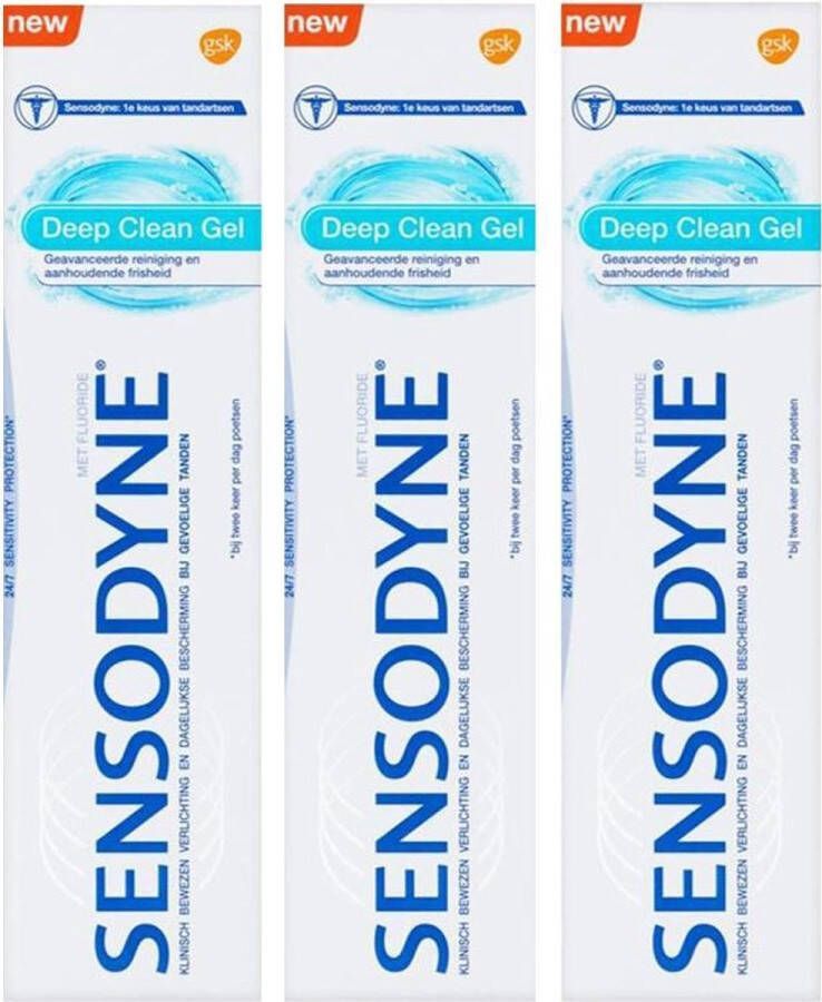 Sensodyne Tandpasta Deep Clean Gel 3 x 75 ml Voordeelverpakking