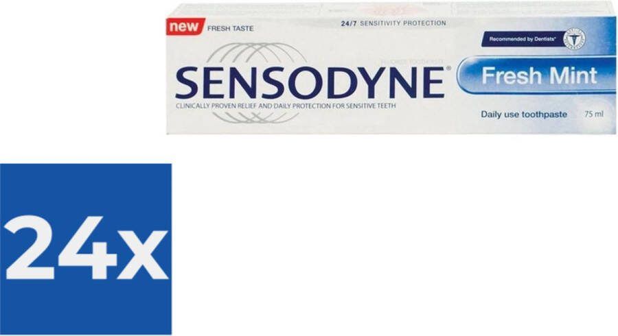 Sensodyne Tandpasta Fresh Mint 75 ml. Voordeelverpakking 24 stuks